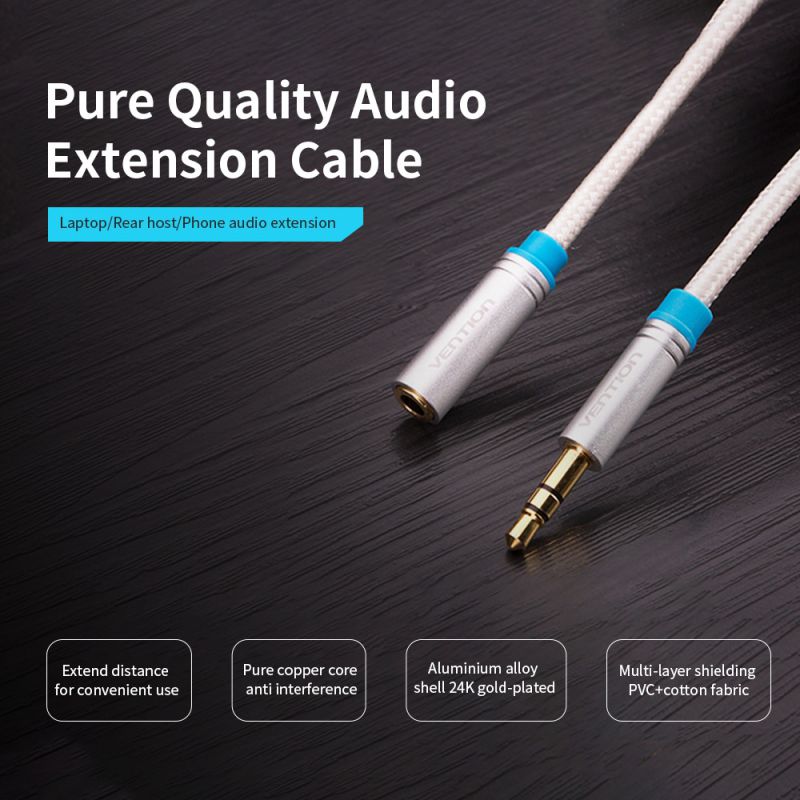 VENTION 3.5mm Audio Extension Cable Stereo Male to Female Audio Adapter AUX Cable for Car Smartphone PC MP3 2m/6.56ft(Black)