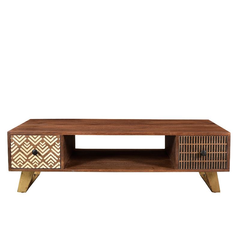 Olga Retro Coffee Table with Drawers Natural -Timbergirl