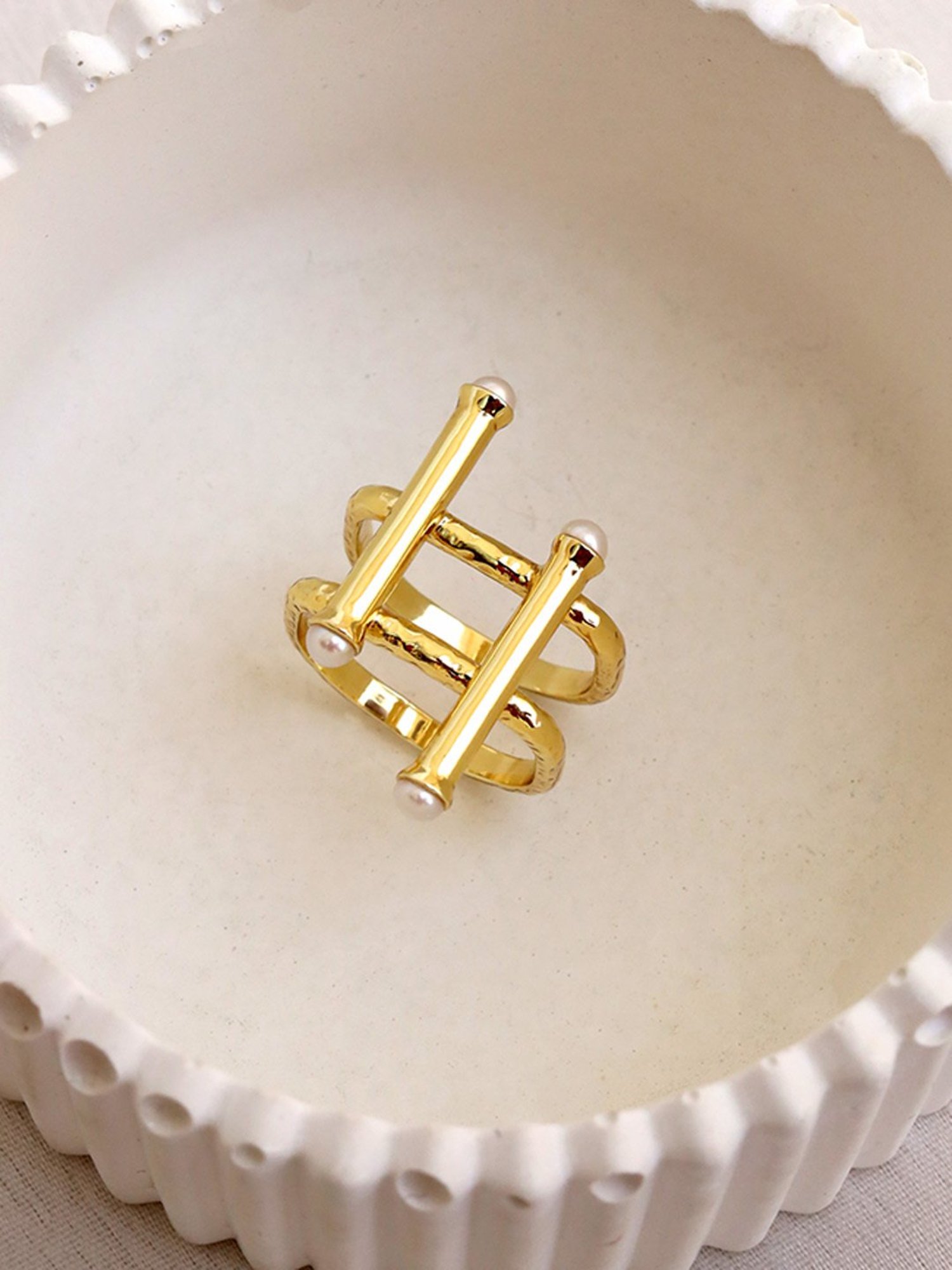 Perfectly Average Asymmetrical Pearl Ring