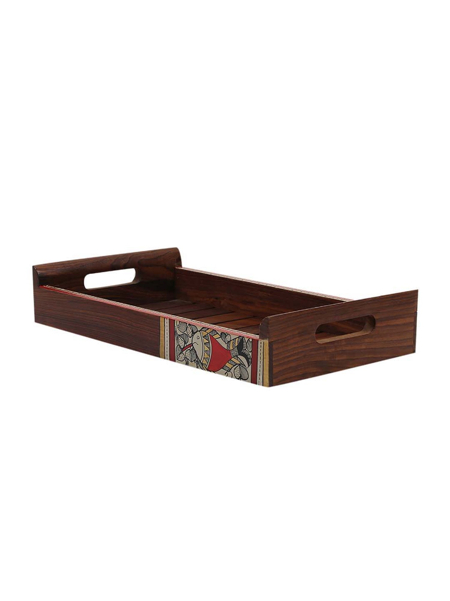 VarEesha Madhubani Work Sheesham Wood Serving Tray - Set of 1