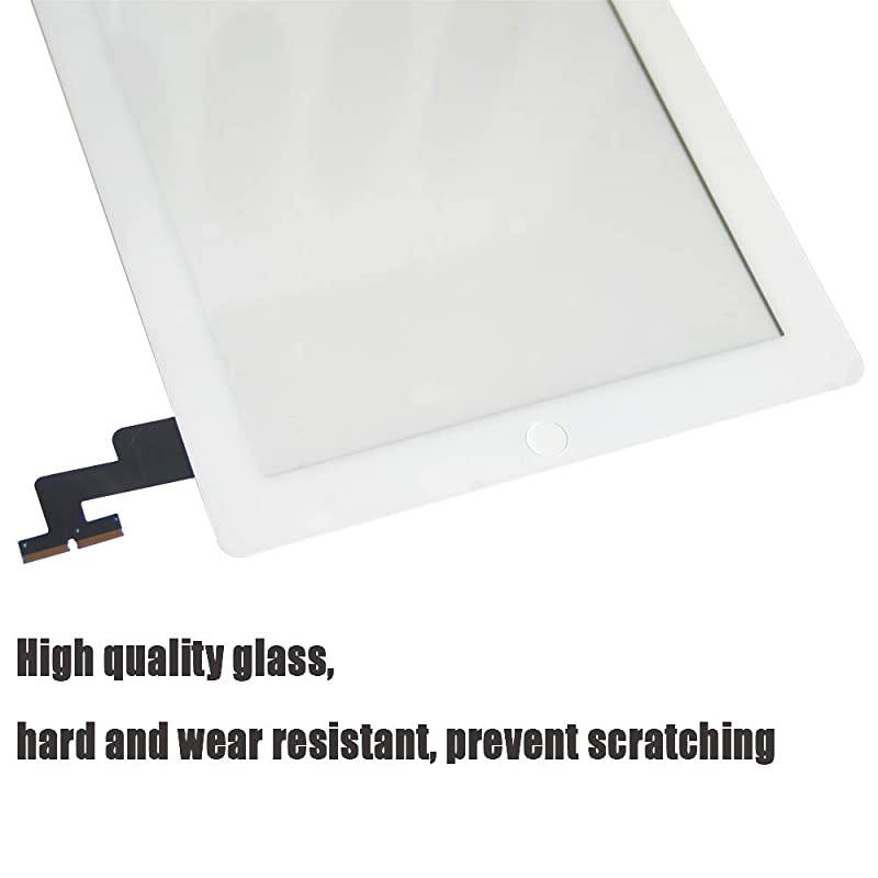 Compatible with ipad 2 Touch Screen Glass Digitizer Replacement Home Button Flex Adhesive TapeRepair Tools kit White