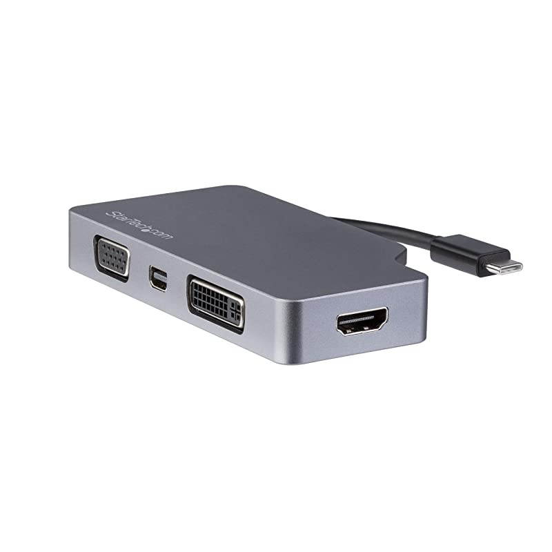 com USB C Multiport Video Adapter with HDMI VGA Mini DisplayPort or DVI USB Type C Monitor Adapter to HDMI 14 or mDP 12 4K VGA or DVI 1080p Space Gray Aluminum CDPVDHDMDPSG