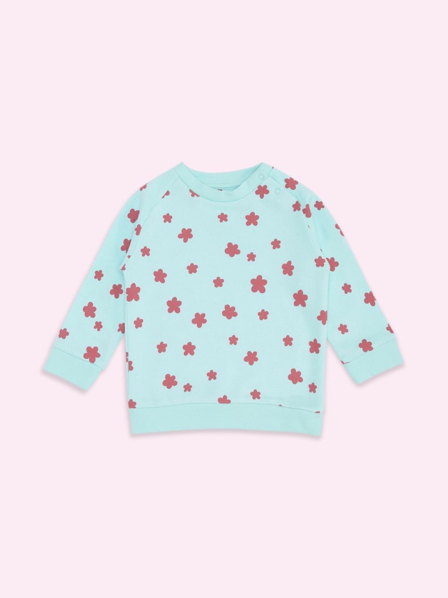Pantaloons Baby Aqua Blue Cotton Printed Full Sleeves Sweatshirt