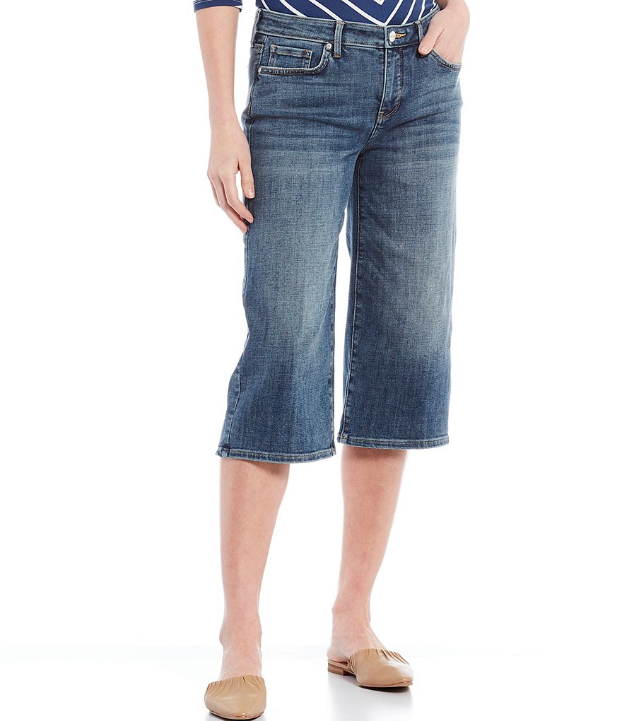 NYDJ Petite Size Wide Leg Pedal Pusher Straight Hem Capri Jeans