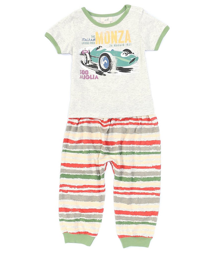 Peek Baby Boys 3-24 Months Short-Sleeve Racetrack Tee & Striped Jogger Pant Set