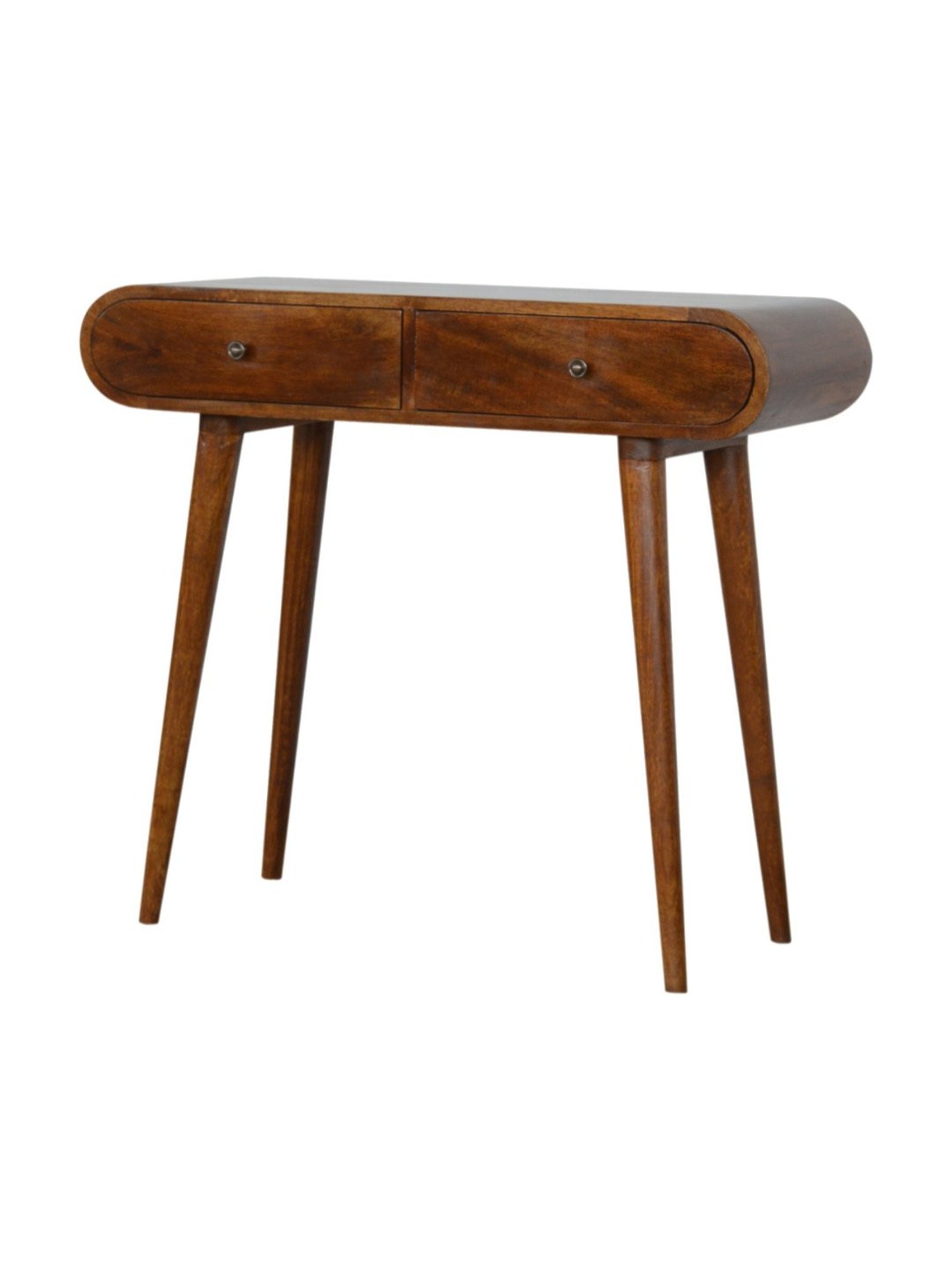 Artisan Furniture Chestnut Brown Wood Curved Edge Console Table