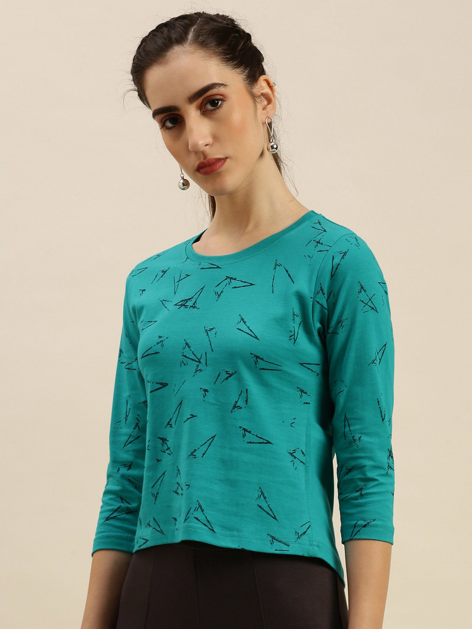 Kryptic Teal Green Printed Cotton T-Shirt