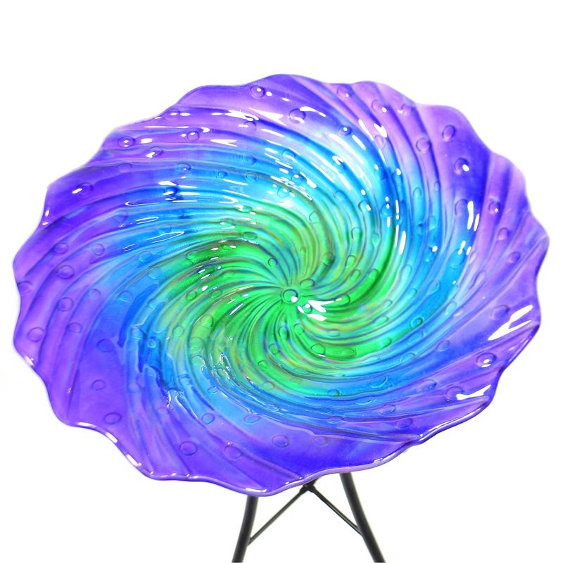 Home & Garden 23.75" Ripple Birdbath With Stand Purple Artisan Glass Regal Art & Gift  -  Bird Baths