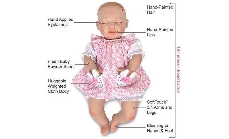 Paradise Galleries Reborn Baby Doll With Magnetic Mouth, Lullaby Llama, 18 inch Sleeping Baby in SoftTouch Vinyl, 7-Piece Doll Gift Set