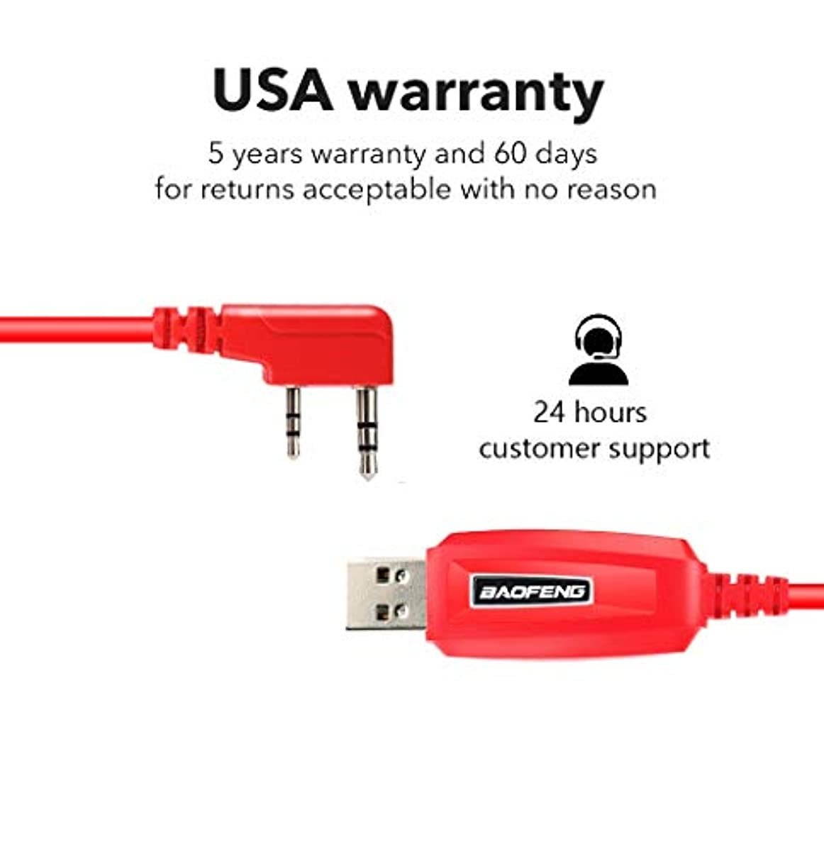 Baofeng USB Programming Cable 59 inch - Chip for Baofeng Two Way Ham Portable Radios: UV-5R / 5RA / 5R Plus / 5RE / bf F8HP / UV3R Plus/BF-888S /UV-82 / 5RX3 / GA-2S / BF-F8+ / H777 / UV-82HP