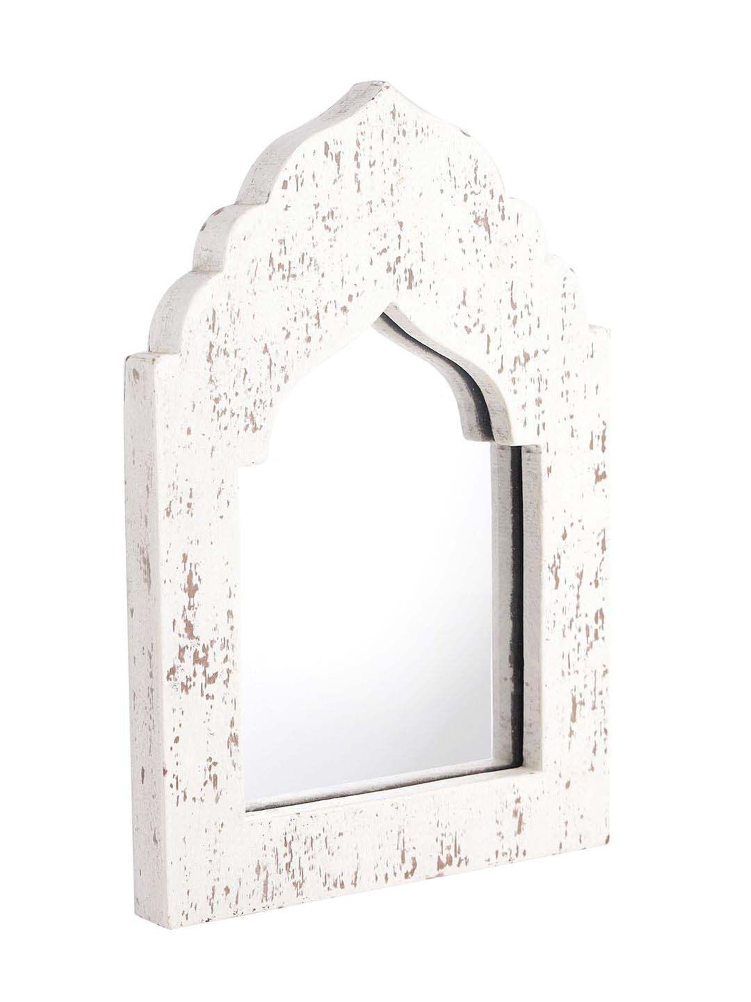 Aapno Rajasthan White Wooden Wall Mirror