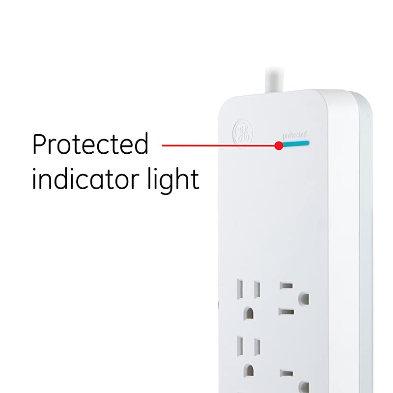 Power Strip Sur Protector with USB Charr 7 Outlets 2 USB Ports Fast Char Flat Plug Extra Long Power Cord 15 Feet Wall Mount Warranty White 36362