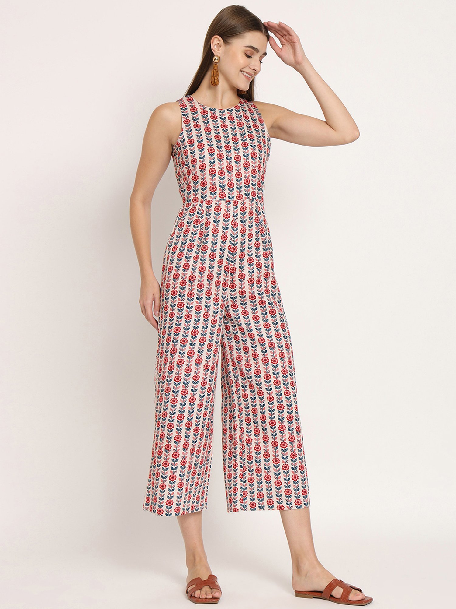 Moomaya Multicolor Floral Print Jumpsuit