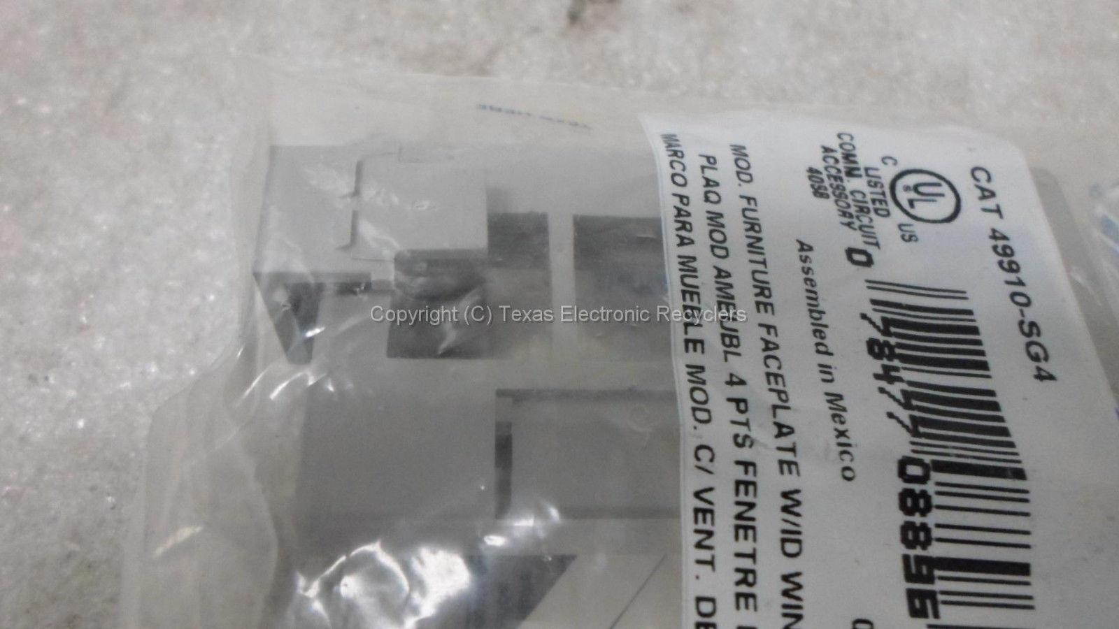 LOT OF 5 - Leviton 49910-SG4 Modular Furniture Faceplate w/ ID Window 4PT Gray