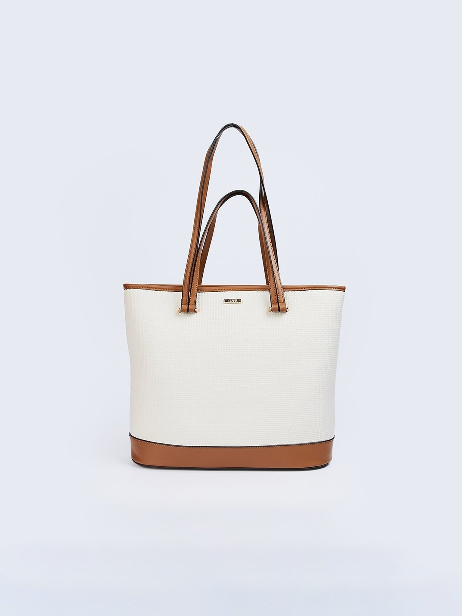 Code by Lifestyle White & Brown Textured Shoulder Handbag