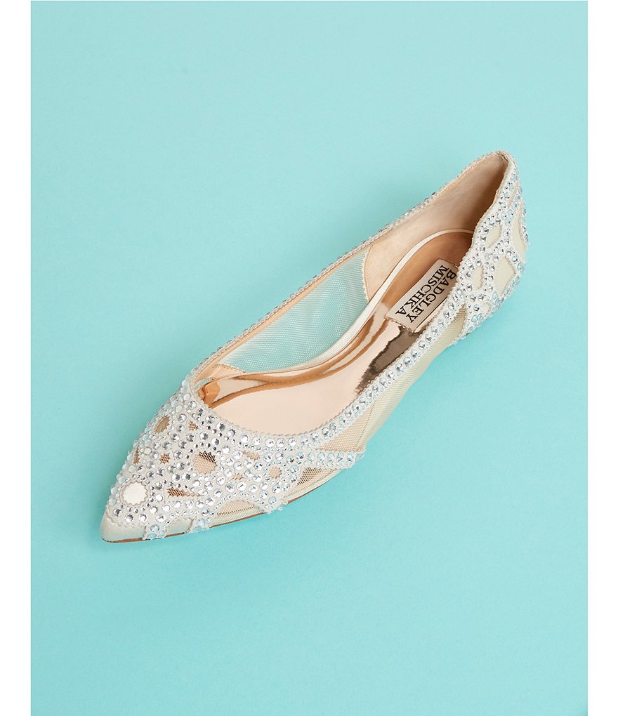 Badgley Mischka Gigi Rhinestone-Embellished Pointed-Toe Flats