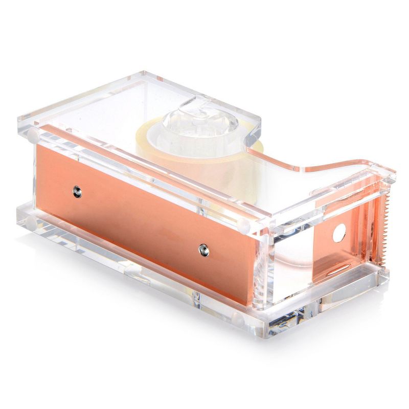ZODACA Mini Acrylic Tape Dispenser, Clear/Rose Gold