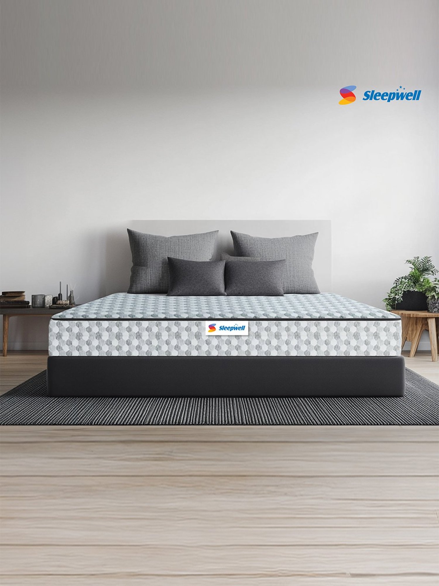 Sleepwell Dual PRO Grey Natural Latex Reversible Triple Layered Anti Sag Single Size Mattress