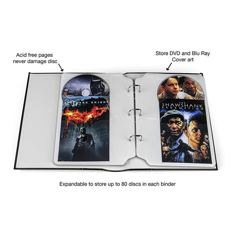 Storage Binder Gray CDCase Stores Up to 48 s CDs or BluRays Holder Sheets Store Cover Art AcidFree Sheets