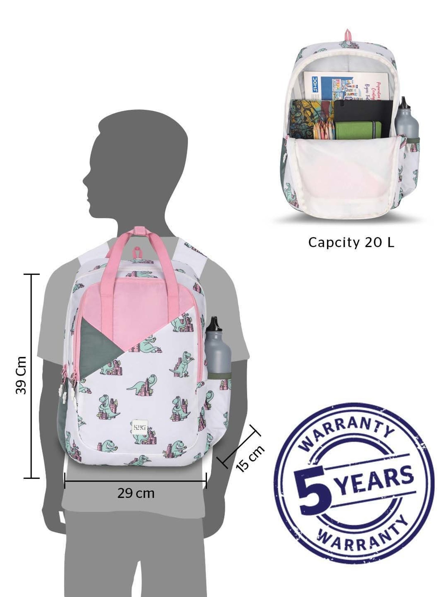 Wiki 20 Ltrs White Medium Convertible Backpack