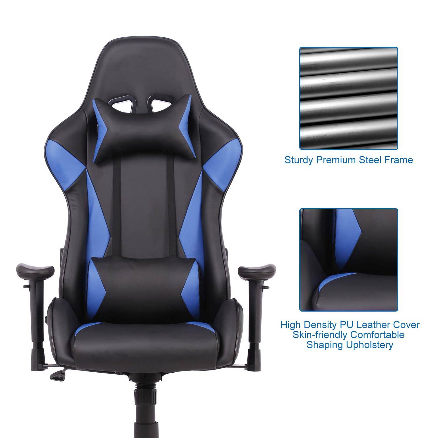 SMUGDESK Gaming Chair Racing E-Sports Chair High Back Game Chair Seat Height Armrest Adjustable Swivel Ergonomic Task Chair with Headrest and Lumbar Support, Red
