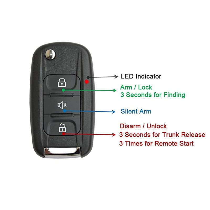 Car Alarm System with Remote Start & Push to Engine Start Stop Button