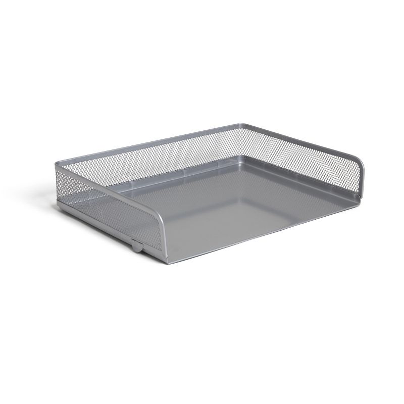 TRU RED Side Load Stackable Metal Letter Tray, Silver TR57568-CC