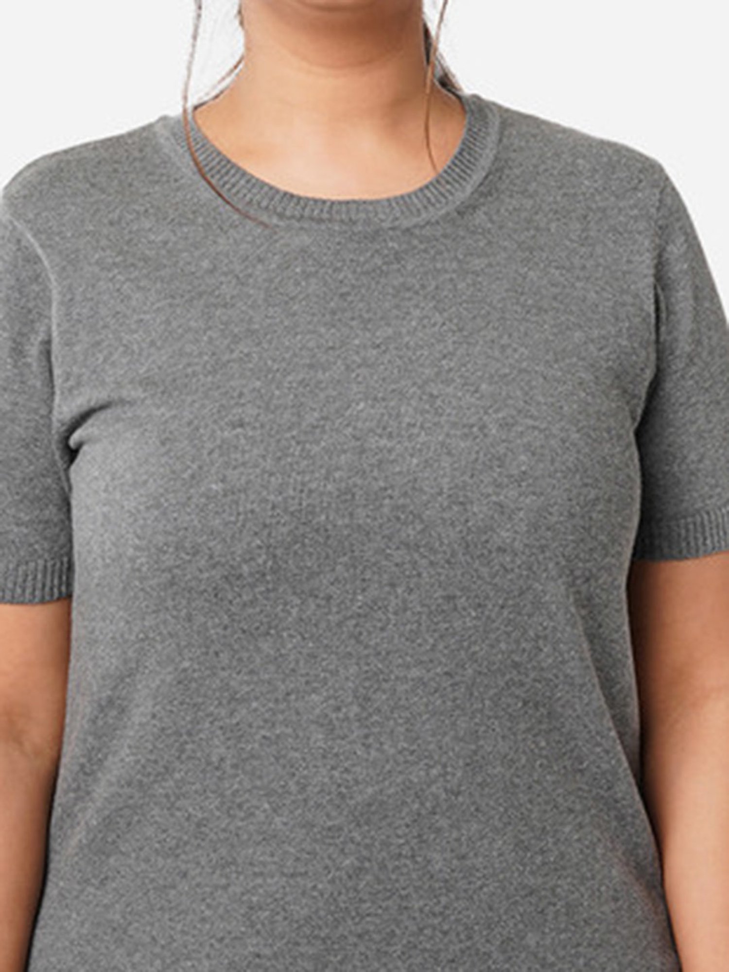 BlissClub Grey At-Ease Cotton Knit Top