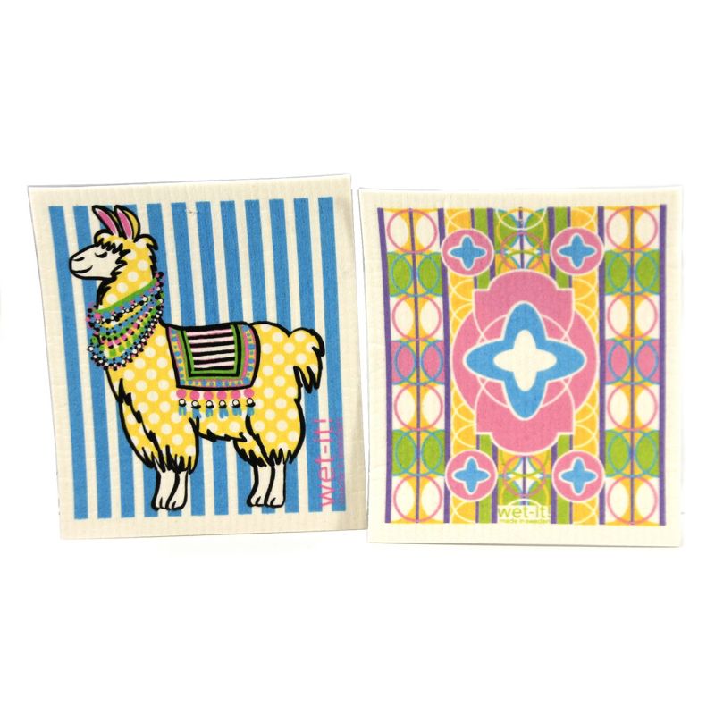 Swedish Dish Cloth 7.75" Llama Design Set Absorbent Cleaning Cloth  -  Dish Cloth