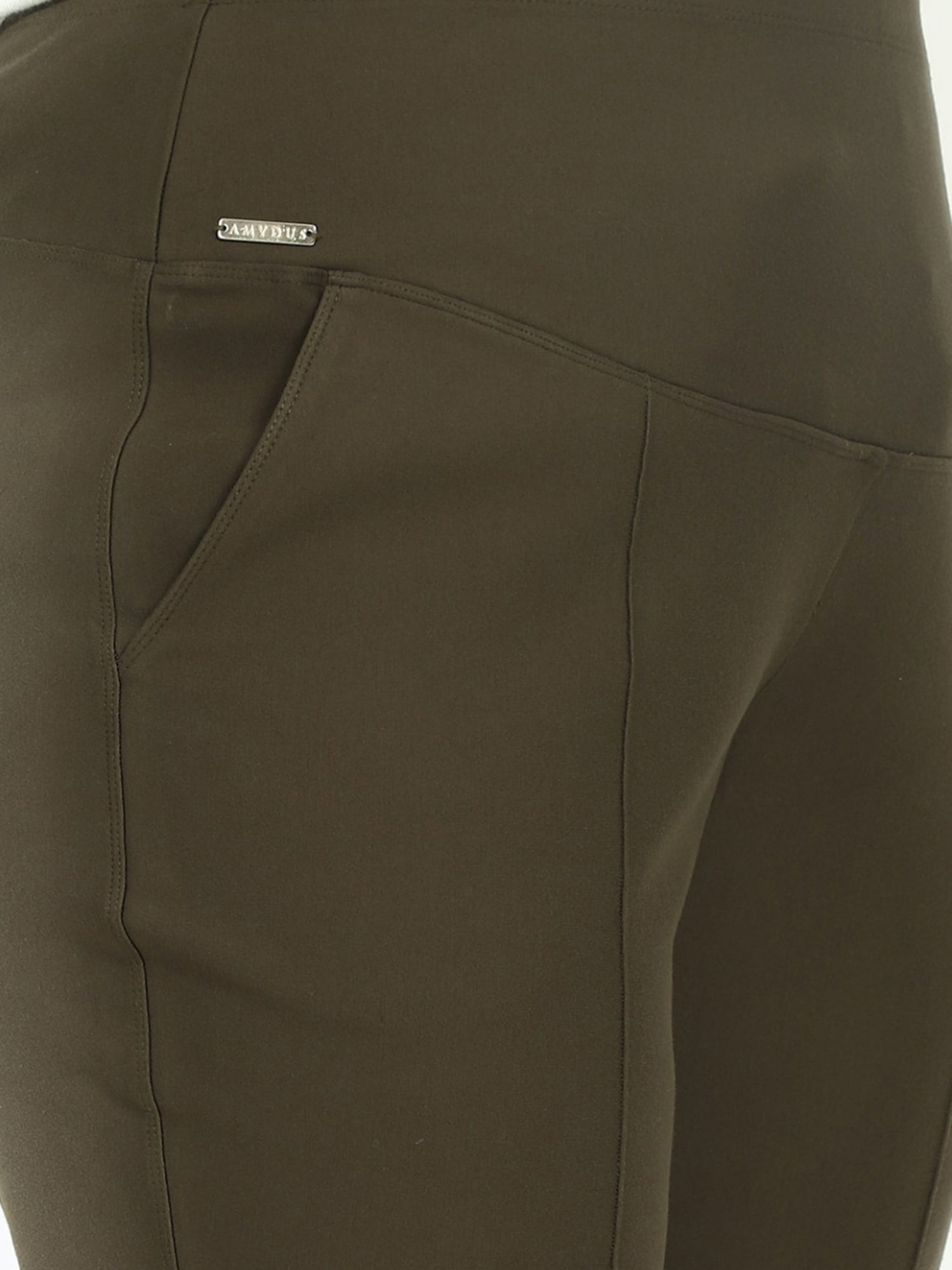 Amydus Olive Green Mid Rise Jeggings