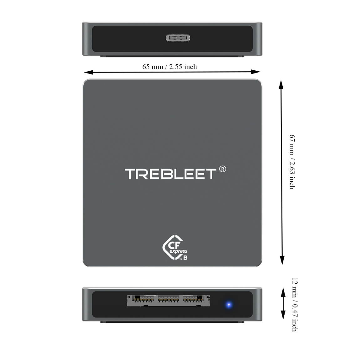 CFexpress Type B Card Reader, USB 3.1 Gen 2 10Gbps, Mini Portable Aluminum External Case, Support Android/Windows/Mac OS