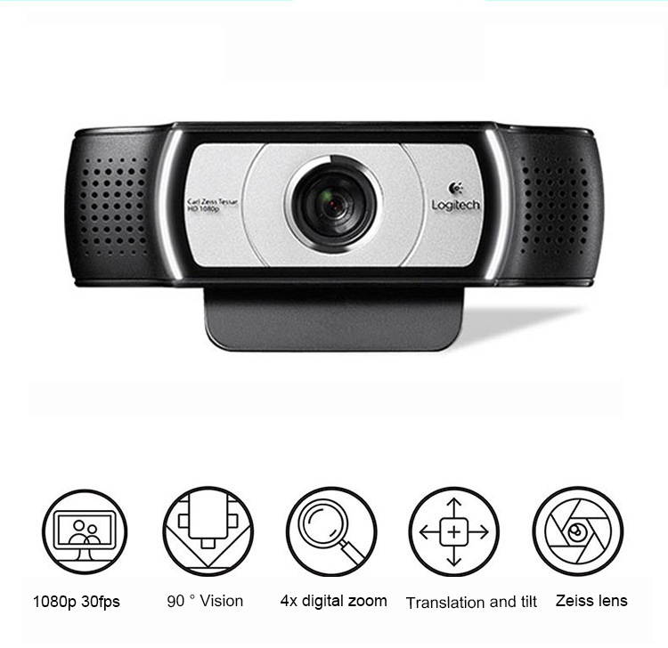 Original Logitech C930c HD Smart 1080P Webcam with Cover for Computer Zeiss Lens USB Video camera 4 Time Digital Zoom chatcam Desktop or Laptop Computer Webcam Video Web cam