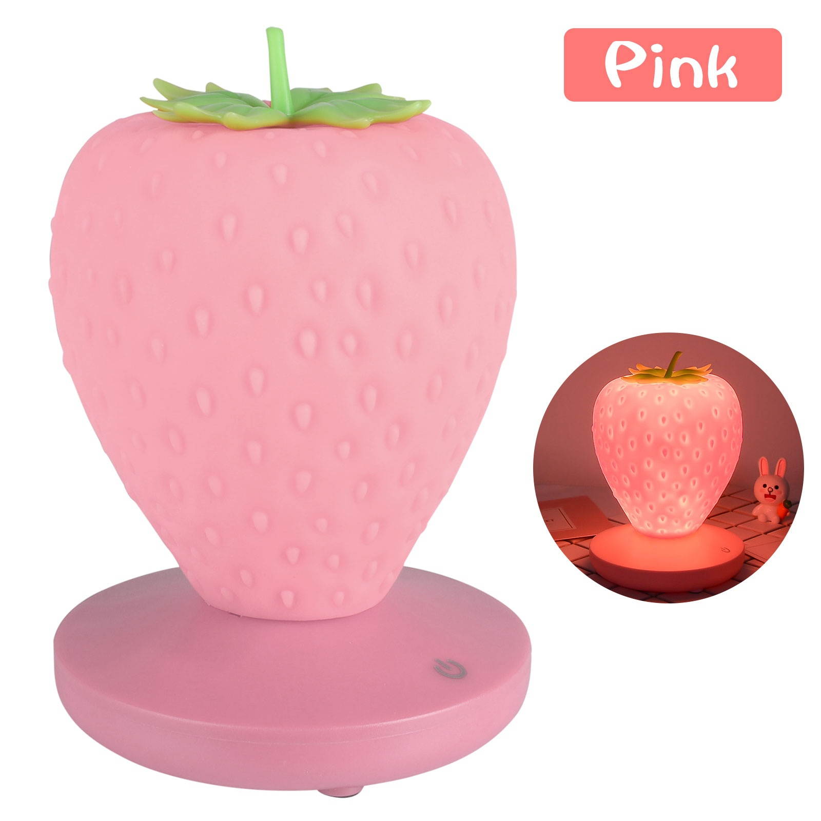 Cute Strawberry Lamp LED Atmosphere Bedside Reading Night Light USB Rechargeable