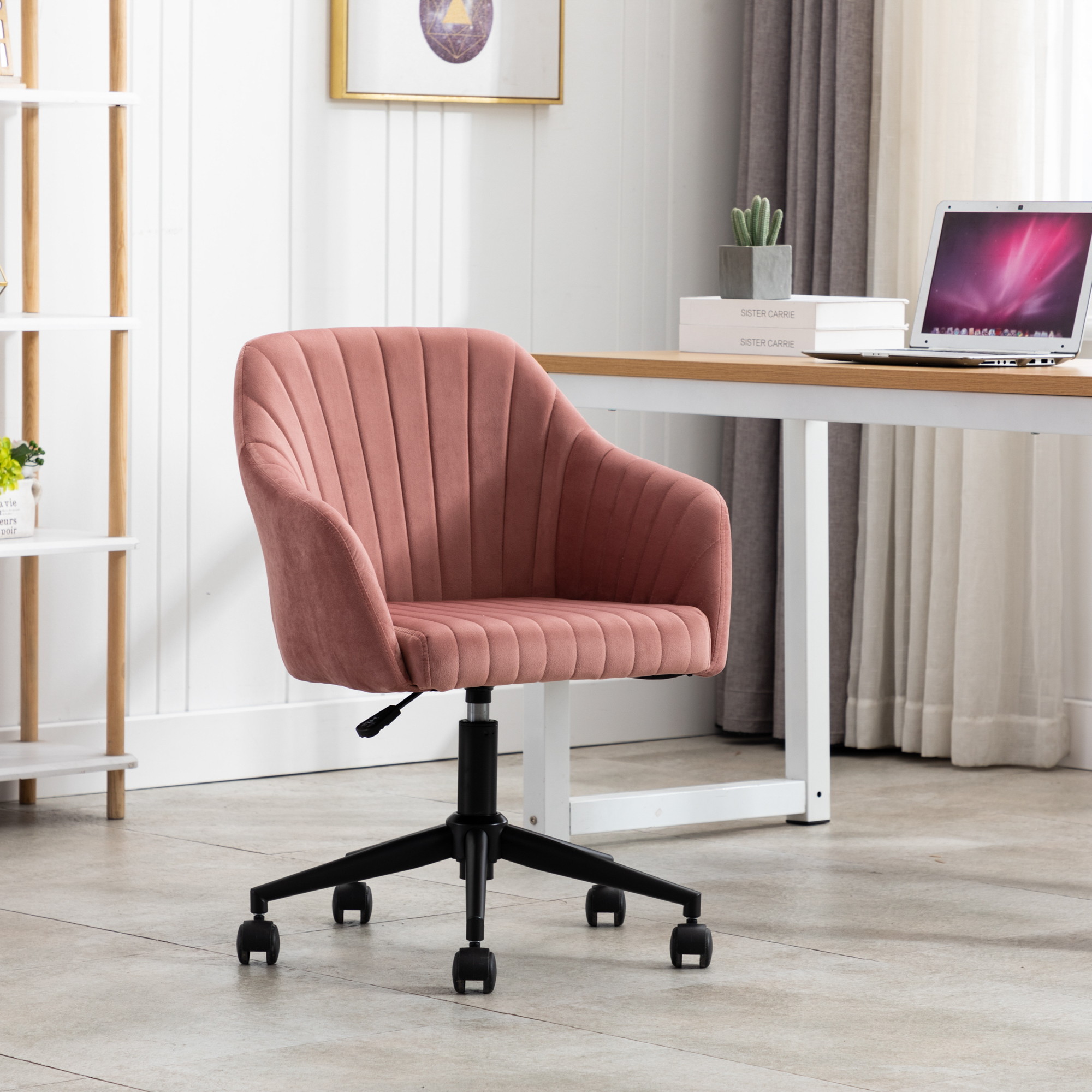 Home Office chair with Middle back, Modern Design velvet chair with arms