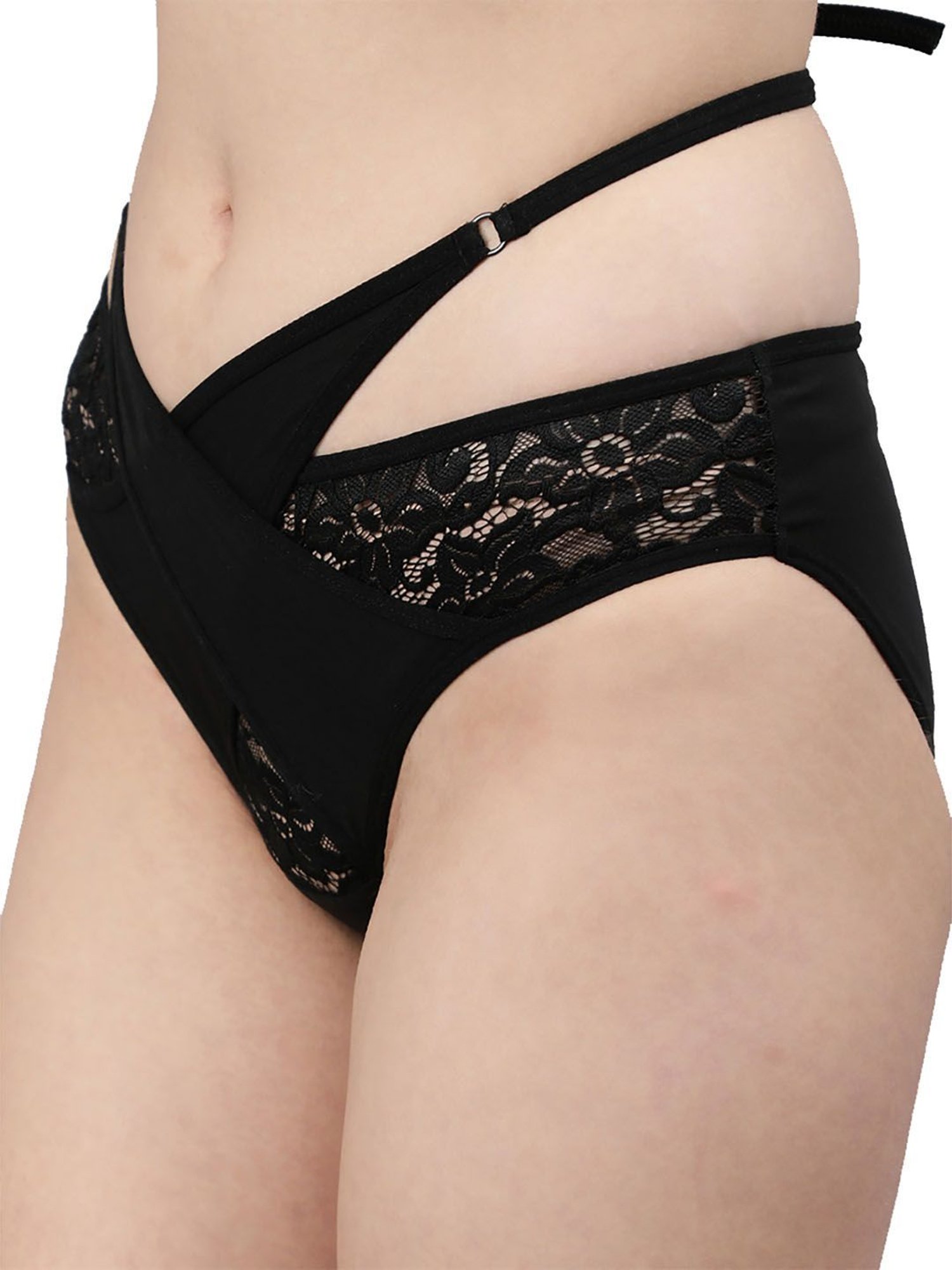 Cukoo Black & Red Lace Bikini Panty (Pack Of 2)