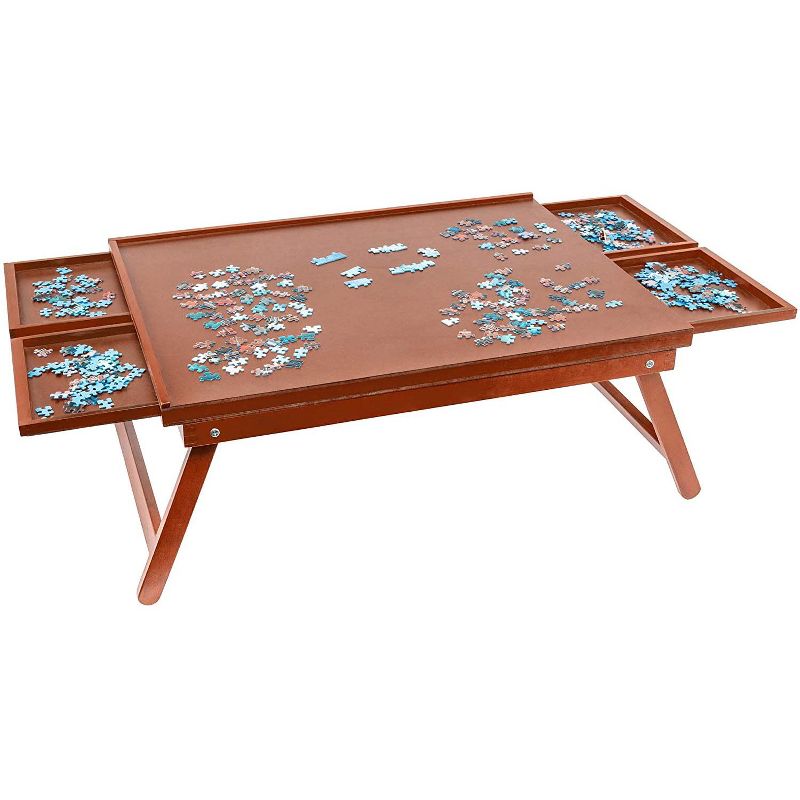 Jumbl Puzzle Board Rack | 23" x 31" Wooden Jigsaw Puzzle Table w/ 4 Drawers |Puzzles Up to 1,000 Pieces