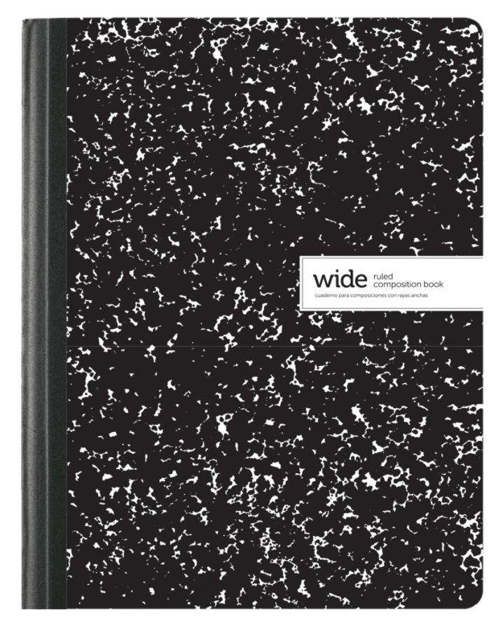 Office Depot Composition Book, 7 1/2in. x 9 3/4in., Wide-Ruled, 100 Sheets, Black/White Marble, Pack Of 3, 14776