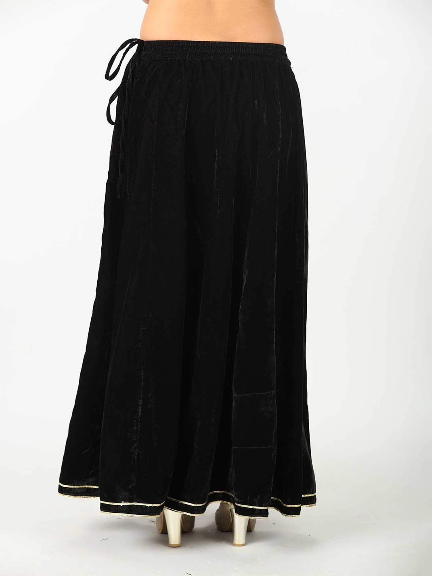 Mustard Black Velvet Skirt