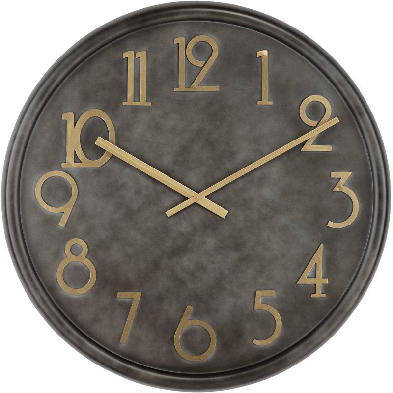 River Parks Studio Parker 35 3/4" Wide Black Metal Wall Clock with Gold Numbers
