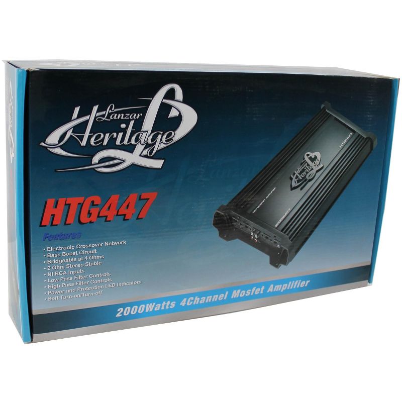 LANZAR HTG447 2000W 4 Channel Car Digital Amplifier Power Amp A/B Stereo MOSFET