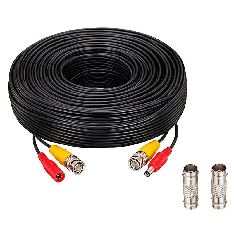 BNC Security Camera Cable 100 ft,  Pre-Made All-in-One Security Camera BNC Video Power Extension Wire Cord Compatible All HD CCTV DVR Surveillance System