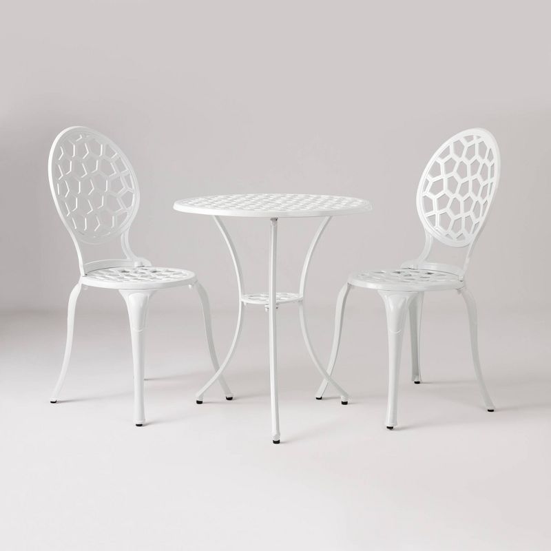 Vashon 3pc Aluminum Bistro Set - White - Balkene Home