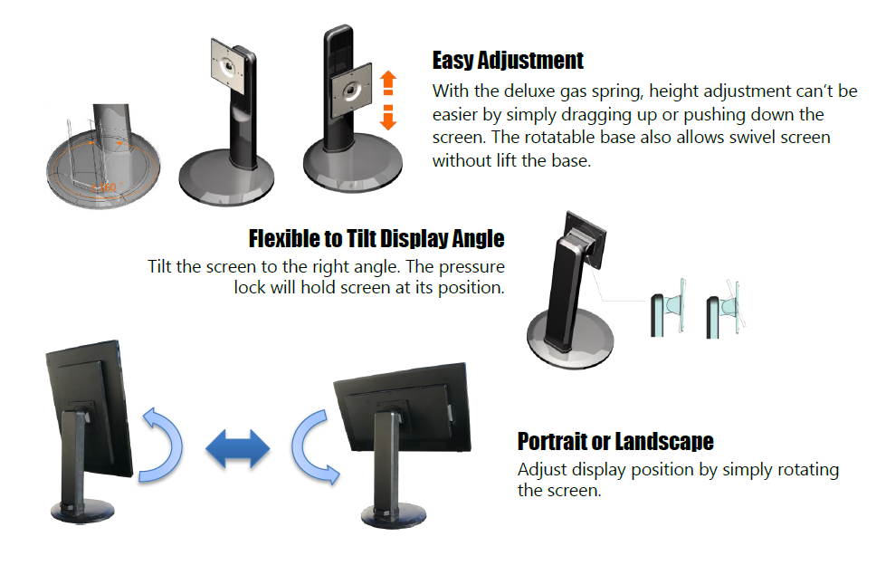 PVK-302 100x100 VESA adjustable display table stand