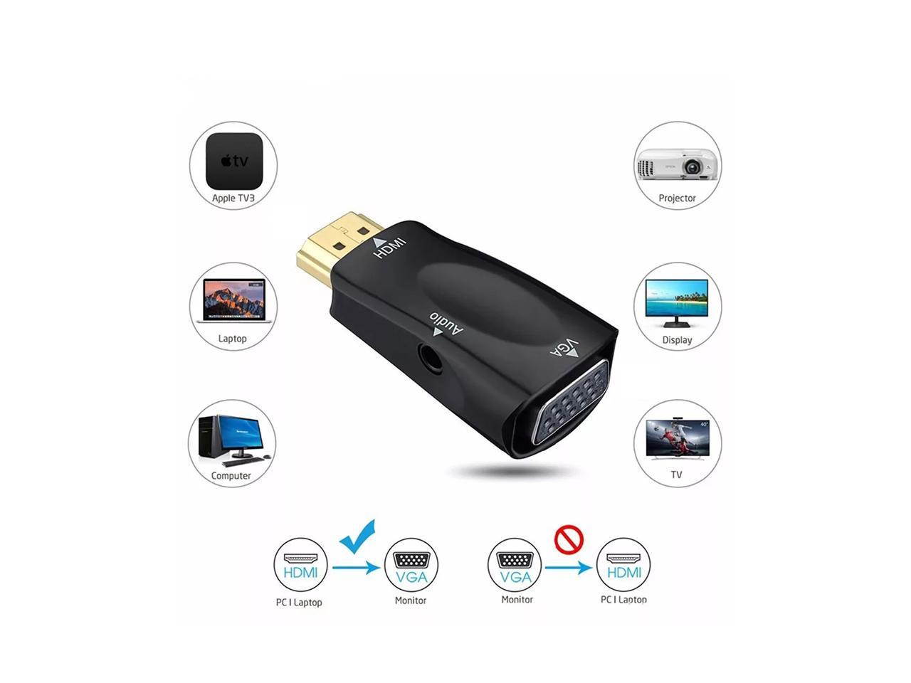 HDMI to VGA Adapter Audio Cable Converter Male to Female HD 1080P For PC Laptop TV Box Computer Display Projector Z2