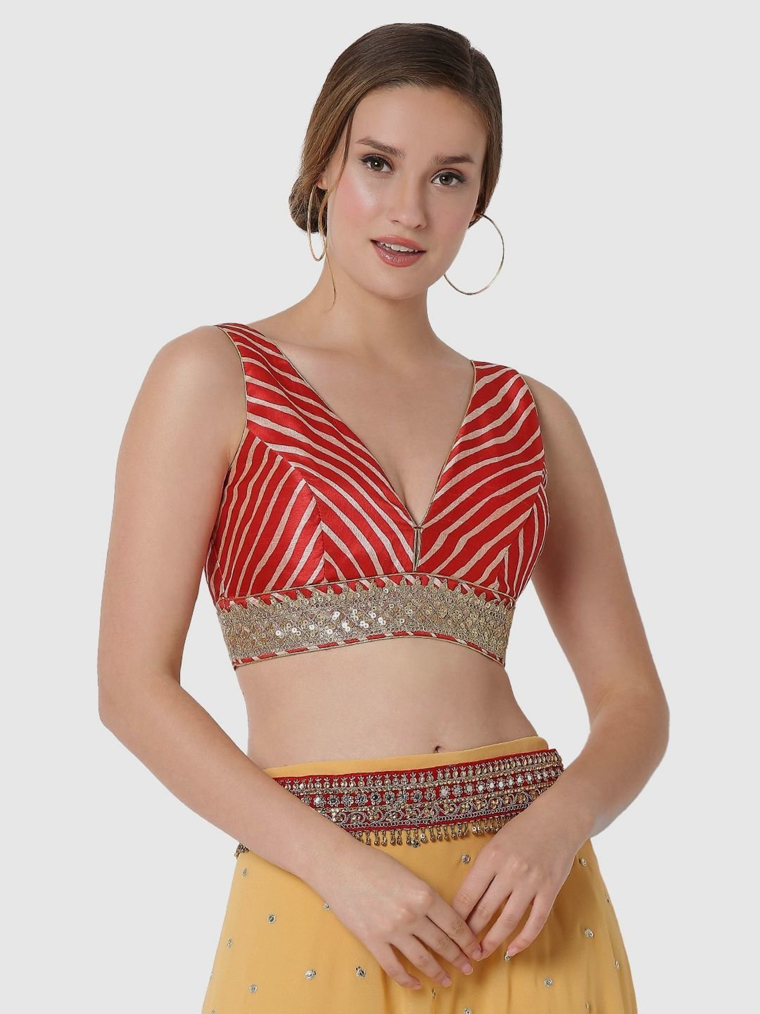 Salwar Studio Red Embellished Readymade Blouse