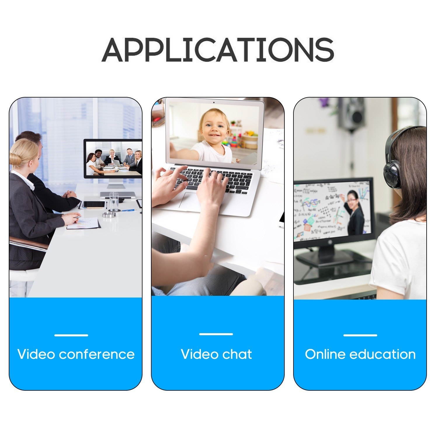 Webcam 1080P Computer Camera with Privacy Cover USB Connection Built-in Noise-reduction Microphone for Live Video