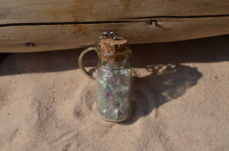Fluorite Stone Vial Keychain