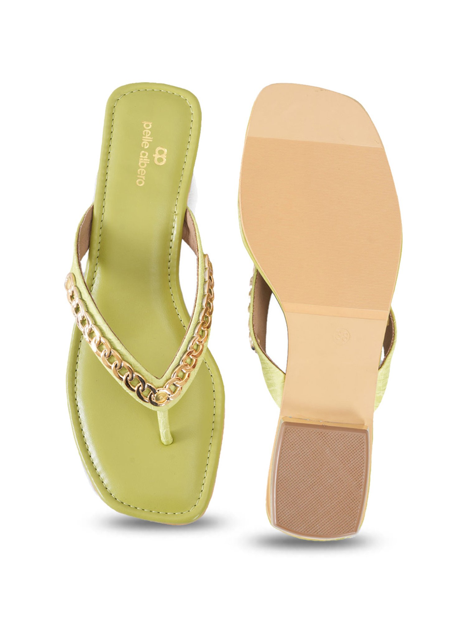 Pelle Albero Women's Green Thong Sandals