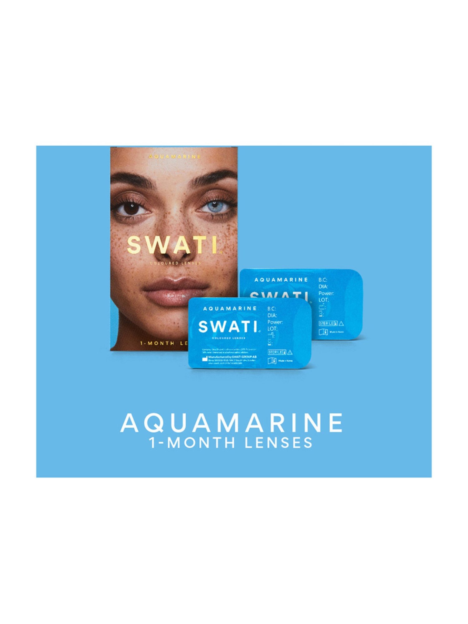 Swati Cosmetics Coloured Contact Lenses -  Aquamarine (1 Month, Power -3.00)