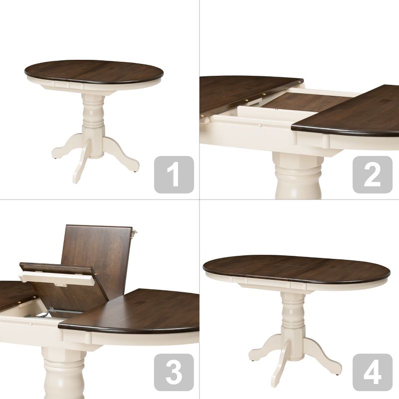 Extendable Dining Table Set Brown Cream - CorLiving